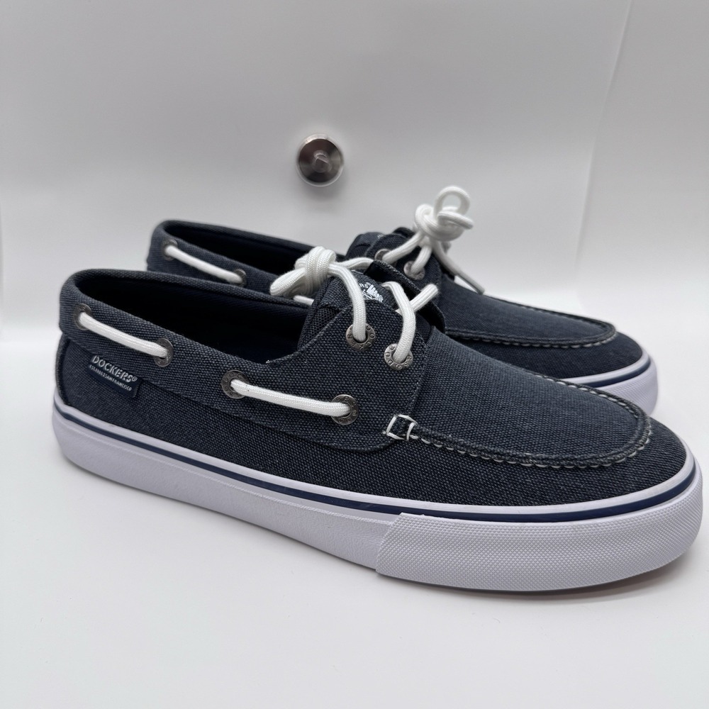 Dockers Mens Boat Shoes Size 8.5 Canvas Deck Shoes Loafers Navy Blue New